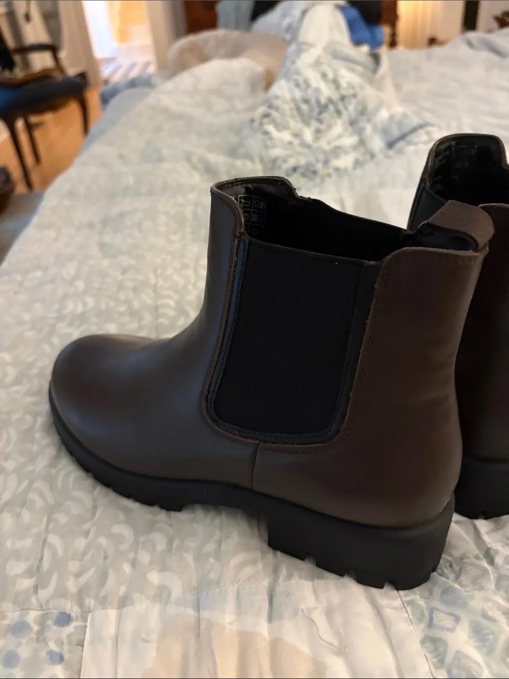 Lands' End Dark Brown Chelsea Lug Ankle Boots